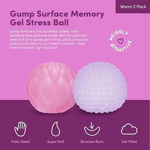 Gump Surface Gel-Filled Stress Ball | Ultra-Squishy Fidget Toy for Stress Relief & Focus | Anxiety Ball for Adults & Teens | Sensory Squeeze Toy | Warm Mix 2 Pack thumbnail 2