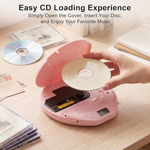Gueray CD Player Portable with Earphones, CD Discman AUX Cable for Car Home | Personal Discman CD player,PROG memory, CD-R/RW MP3/WMA, Anti-skip shockproof protection, A-B repeat,LCD display thumbnail 3