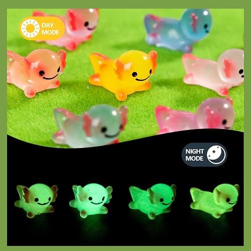 jrootouh 40 Pcs Luminous Mini Resin Axolotl Tiny Animals Miniature Axolotl Figures Glow in The Dark for DIY Garden Dollhouse Axolotl Figurines Accessories Micro Landscape Aquarium Party Decor thumbnail 7