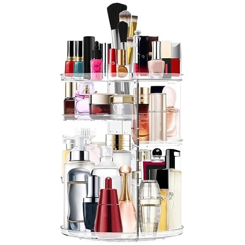Makeup Organizer 360 Rotating Cosmetic Organizer DIY Adjustable Makeup Carousel Spinning Holder Rack, Large Capacity Cosmetic Storage Box Makeup Brushes Organizer for Vanity Countertop (Clear) - Image 1