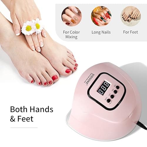 JODSONE U V LED Nail Lamp, Nail Dryer for Gel Polish with Led Light with Automatic Sensor & 4 Timers Pink thumbnail 6