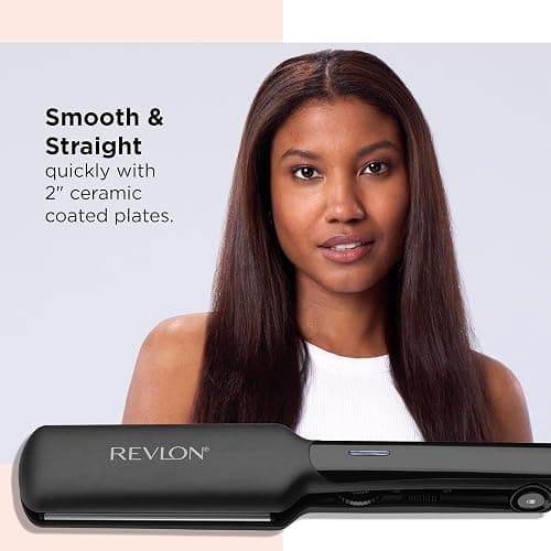 REVLON Ceramic Coated 2" Flat Iron - Fast Heating Hair Straightener for Quick and Smooth Results, Plus Travel Friendly (Black) thumbnail 2