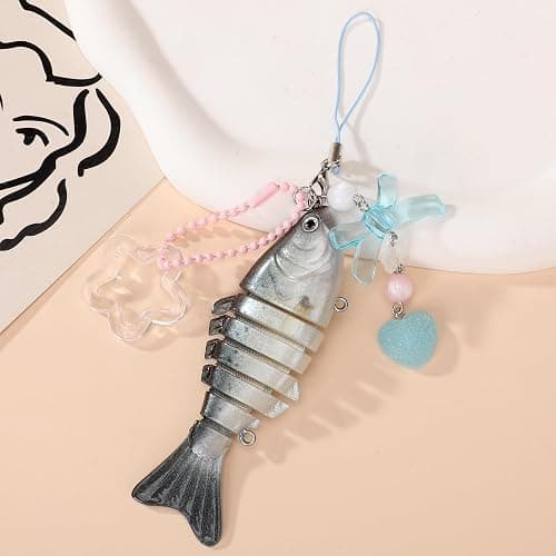 GAXAYA Fish Keychains Funny Fishing Keychains for Fisherman Cute Y2K Phone Charms Bag Charms Purse Accessories thumbnail 2