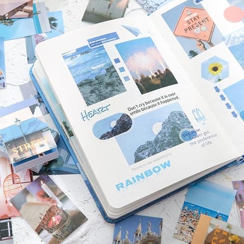 6 Sets 300 Pcs Washi Stickers Book for Journaling, Daily Scenery Life Stuff Travel Sricker Vintage Aesthetic Fashion Scrapbook Stickers Set for Bullet Journal Art Diary Craft Gifts Planner Notebook - Fashion Art Style thumbnail 9