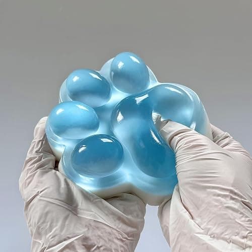 Fufu Big Cat Paw Squishy Toy 5 Inch Sticky Cat Paw Print Squishies Large Transparent Pinch Family Tuba Squishy Clear Jelly Blue Giant Squeeze Toy for Adults Stress Relief (TOUMING--Blue) thumbnail 3