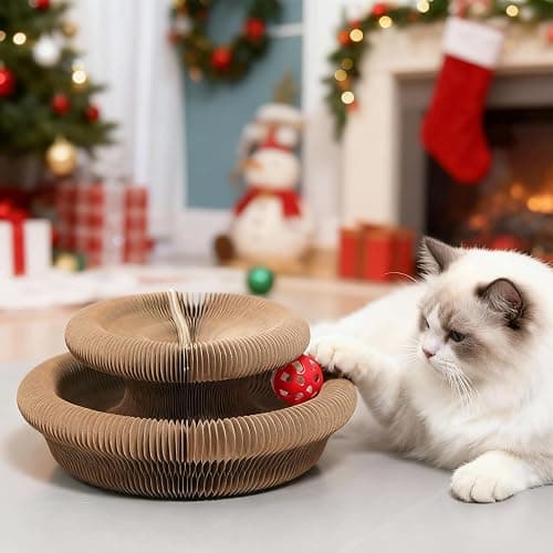 Goosheep Accordion Magic Organ Cat Scratcher Toys for Indoor Cats - Cardboard Cat Scratching Board Ball Scratcher Pad 1 Pack thumbnail 6