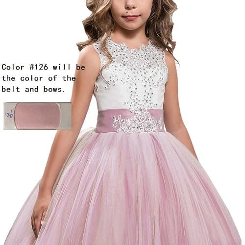 Princess Lilac Long Girls Pageant Dresses Kids Prom Puffy Tulle Ball Gown thumbnail 4