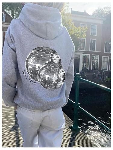 SHENHE Women's Graphic Disco Ball Print Regular Fit Funny Hoodie Pullover Sweatshirt thumbnail 2