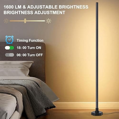 YTDRGB Corner Floor Lamp RGBW, LED Floor Lamp with APP, IF Remote Control, Music Sync, Timer and 16 Million DIY Colors, Smart Corner Light for Gaming Rooms Bedrooms thumbnail 5