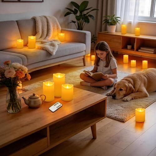 Flameless Candles 4" 5" 6" Set of 3 Outdoor Indoor Ivory Pillars Battery Operated Flickering Candles with Cozy Climbing Flame Effect, 8-Key Remote Timer, Plastic LED Candles for Wedding Decor thumbnail 7