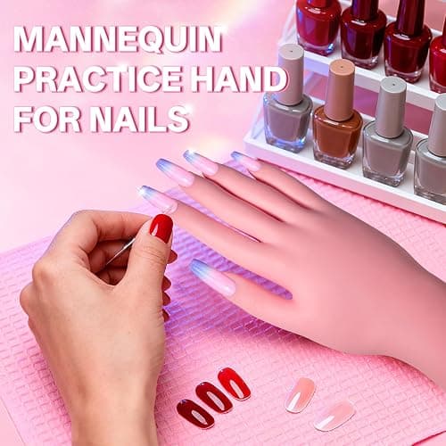Buqikma Flexible Practice Nail Fake Silicone Hand Model for Acrylic Nails | Mannequin Hand for Nails, Fake Manicure Hand Manikin hand to practice nails on for Nail Practicing nail Tip art beginner thumbnail 7