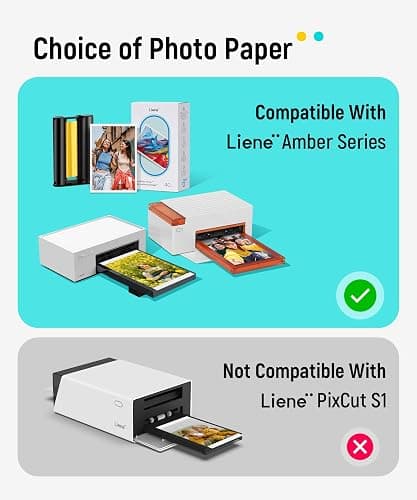 Liene Amber M100/M200/M110/M210 4x6'' Photo Printer 40 Sheets Photo Paper & 1 Cartridge Refill Only for DHP512/DHP513/DHP514/DHP515 thumbnail 2