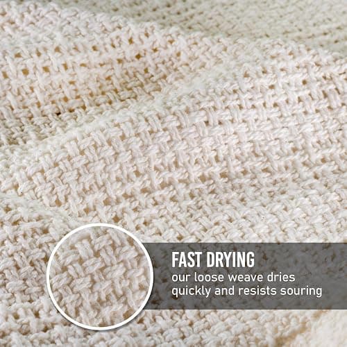 Country Cottons Old Fashion 100% Cotton Made in The USA Highly Absorbent Kitchen Towels - Set of 2-24"x15" - Natural thumbnail 5