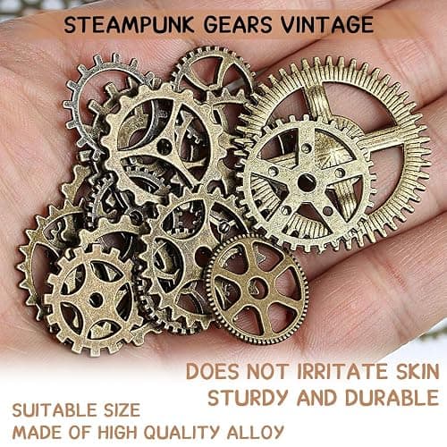 50g Steampunk Zahnräder Set, Vintage Metall Anhänger für Schmuck Basteln & Deko, Handwerk Zubehör. thumbnail 2