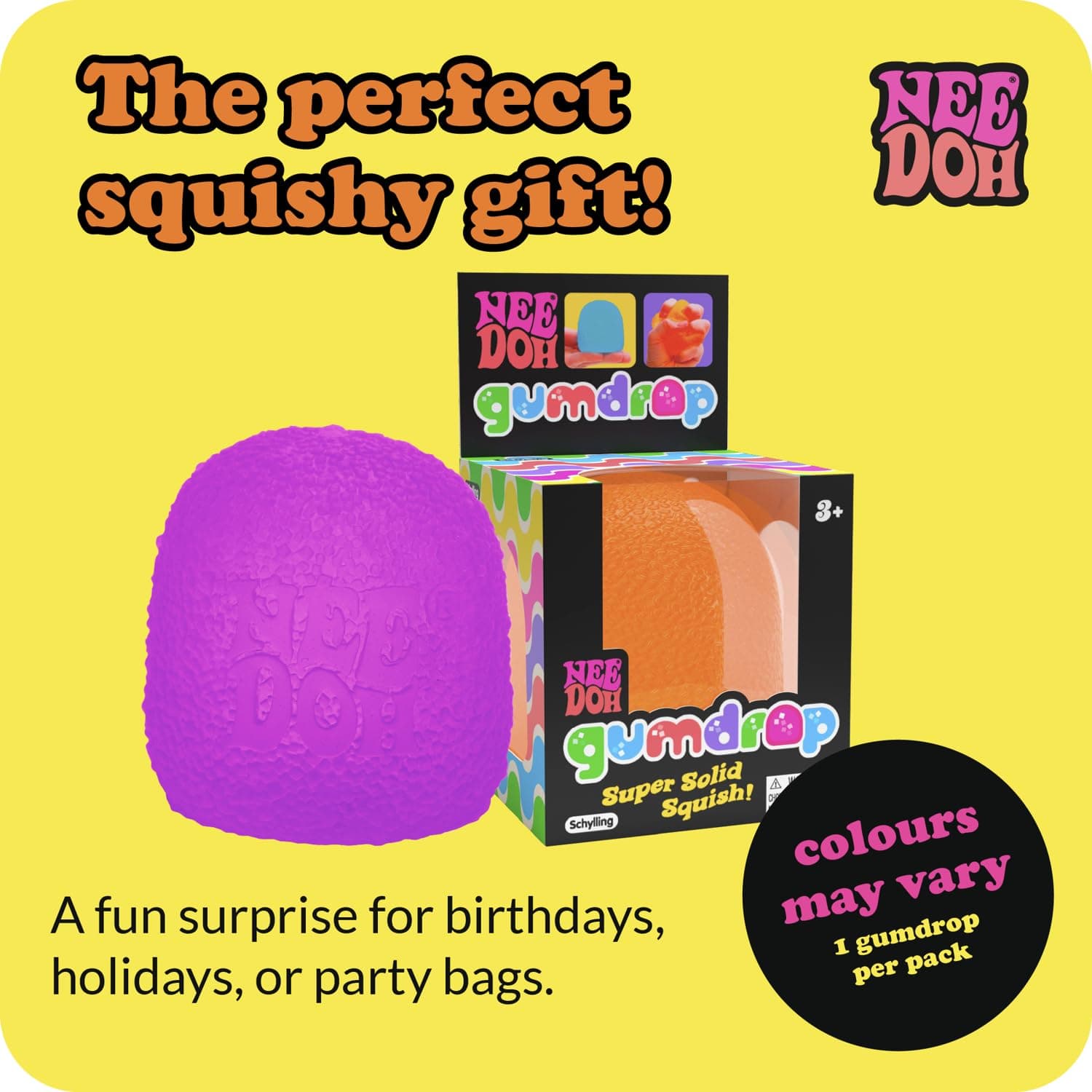 NeeDoh Gumdrop - Sensory Squishy Fidget Toy, Stress Relief, Soft & Stretchy, Translucent Texture, Returns to Shape, 4 Assorted Colours thumbnail 5
