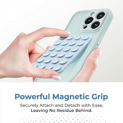 Sucky Upgraded Magnetic Suction Cell Phone Grip for MagSafe Case, Silicone Octo Cup Buddy Holder, Durable Magnet Phone Accessory for iPhone and Android (Clear) - Clear thumbnail 6