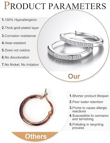 5 Pairs Stacking Huggie Hoop Earrings for Women, Cubic Zirconia 14K Gold Plated 316L SurgicalSteel, Hypoallergenic Cartilage Earrings for Multi-Piercing (13-23mm) thumbnail 6