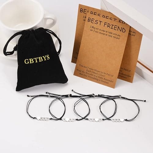 GBTBYS 2/3/4/5 Pcs Best Friend Bracelets Friendship Bff Matching Distance Heart Bracelet Birthday Galentines Valentines Day Gifts for Her Sister Daughter Niece Granddaughter thumbnail 5