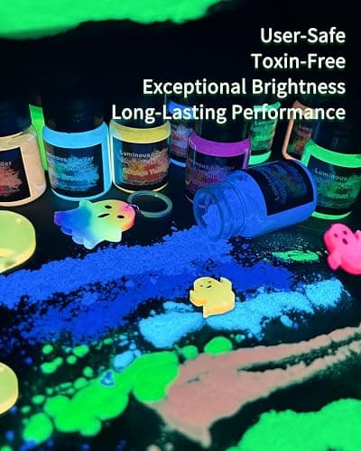 Luckymica Glow in The Dark Pigment Powder 12 Colors, Epoxy Resin Dye Luminous Pigments 20g/0.71oz Each Bottle for DIY, Crafts, Nail Art, Acrylic Paint, Halloween or Christmas Decoration thumbnail 3