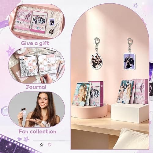 NlsqUK Illit Merch Set, Illit Merch Gifts Set Including Postcards Keychains | 2 Box of Cards＆2 Keychains Gifts for Fans thumbnail 7