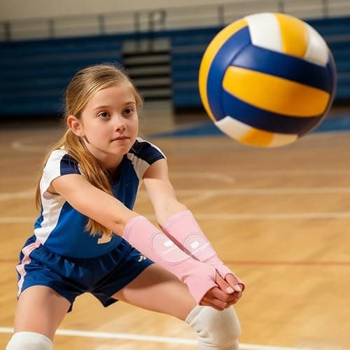 FitsT4 Sports Volleyball Arm Sleeves for Girls Passing Forearm Sleeves with Protection Pads and Thumbhole for Youth thumbnail 5