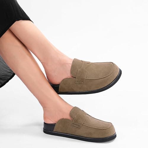 RBRKGNH Brown Clogs for Women Comfortable Suede Platform Slip on Backless Closed Toe Mules Womens Clog Slipper Penny Slides Shoes. thumbnail 3