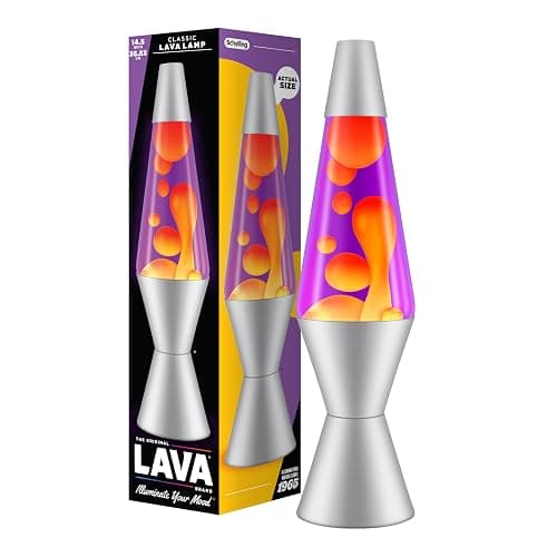 Lava Lamp 2125, Yellow Wax, Purple Liquid, Silver Base and Cap, Original 14.5 inch LAVA Motion Lamp to Illuminate Your Mood - Image 1