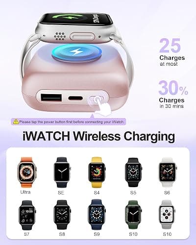 Portable Charger 3 in 1, Smaller 10000mAh Built-in Cables 22.5W Power Bank | Travel Essentials, Fast Charging Keychain Battery Pack for iPhone17/16/15/14/13, Android, iWatch Ultra/11/10/9/8, Pink thumbnail 3