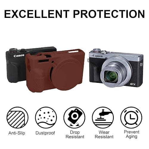 Leayjeen Silicone Protective Case Compatible with Canon G7X Mark III Digital Camera with Detachable Lens Cover and Silicone Soft Shell Design (Coffee Brown) thumbnail 2
