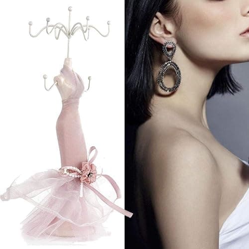 Salmue Princess Dress Jewelry Stand - Holder for Necklace, Earring, Ring - Lady Model Dress High-heeled Shoes Display (Small Model) thumbnail 5