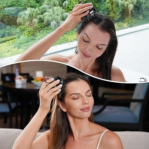 SHINLEA 2 in 1 Scalp Massager Hair Growth,Scalp Scrubber with Soft Silicone Bristles for Dandruff Removal,Shampoo Brush for Exfoliation,Head Massager for Both Wet and Dry Use (Black) thumbnail 7