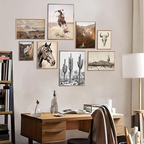 Western Decor Vintage Southwestern Wall Art,Farmhouse Wall Decor Vintage Cowboy Pictures,Boho Ranch Desert Southwestern Wall Decor Aesthetic,Classic Artwork Prints for Western Bedroom Bathroom Decor,Unframed thumbnail 7