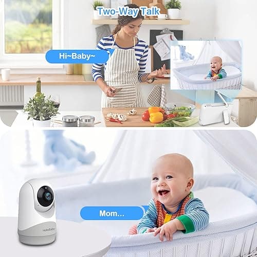HelloBaby Monitor with Camera and Audio, 5'' Large Screen with 3500mAh Battery, Remote Pan-Tilt-Zoom Camera, Two-Way Talk, ECO-Mode, Auto-Night Vision, Range up to 960ft and No WiFi - HB6250 thumbnail 3