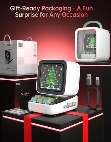 Divoom Ditoo Pro Retro Pixel Art Game Bluetooth Speaker with 16X16 LED App Controlled Front Screen (White) thumbnail 10