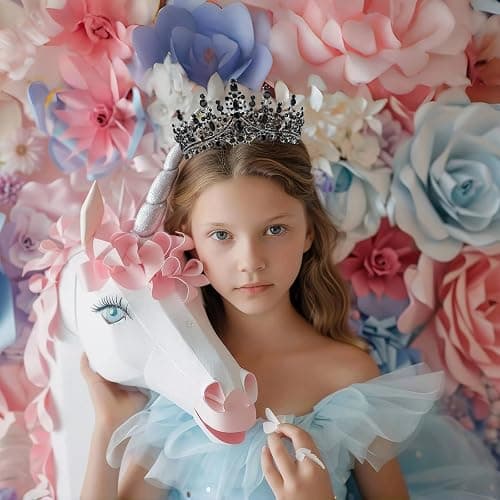 Schmoopy Tiara Crown for Women, Hair Accessories for Party Wedding (B-Black) thumbnail 2