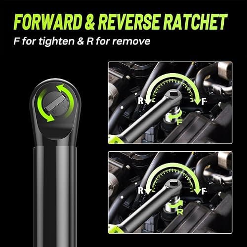 Robustrue 3/8" Cordless Ratchet Wrench, 6-inch Extended Ratchet Wrench, 40Ft-lbs 400RPM Cordless Ratchet, 2 Batteries Power Electric Ratchet Driver with Variable Speed, 7 Sockets, LED Light thumbnail 3