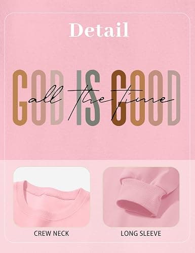 KIEKIECOO God is Good Sweatshirts for Women Christian Faith Sweatshirt Bible Verse Religious Long Sleeve Shirts Pullover thumbnail 6