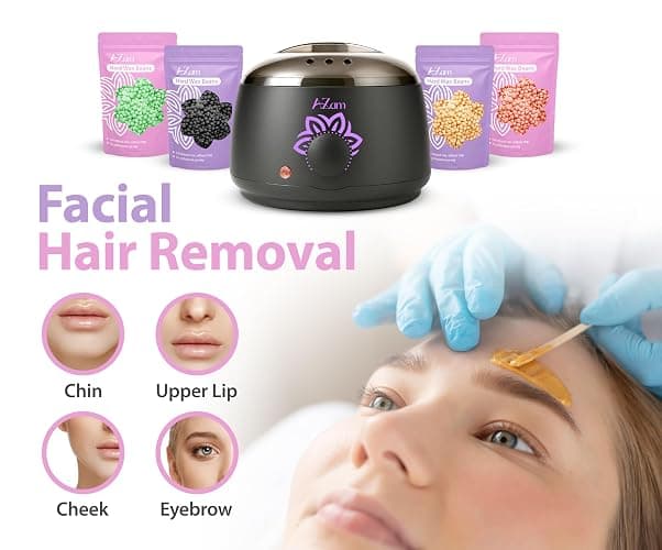 AZAM All-in-one At Home Waxing Kit for Hair removal,Wax pot Waxing Professiona+4 Pack Hard Beads+Silicone Bowl 2 Treatment Oils Wax Kit Accessories Warmer for Full Body thumbnail 6