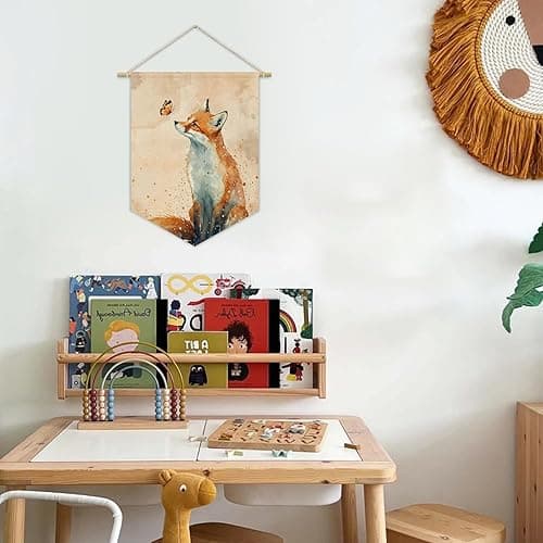 XYDEG Woodland Nursery Decor,Fox Fall Decor Canvas Banner,Kids Room Decor,Canvas Banner For Kids room,Canvas Hanging Pennant Flag Banner For Bedroom Classroom,Gift For Fox Lover - Fox thumbnail 2
