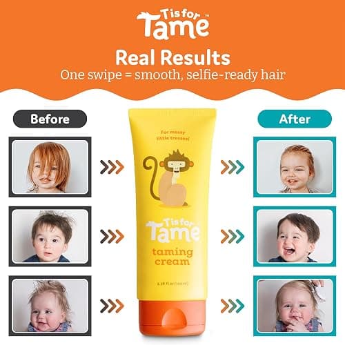 T is for Tame - Hair Taming Cream for Kids, All-Natural for Frizz & Flyaways, Coconut Oil, Leave-in Cream for Babies & Toddlers, Straight or Curly thumbnail 7