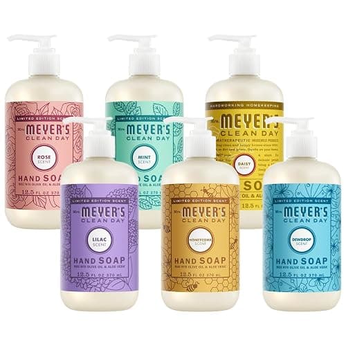 Mrs. MEYER'S Clean Day Liquid Hand Soap Variety Pack 12.5 Fl Oz Each, 1 CT (Rose + Lilac + Mint + Daisy + Dewdrop + Honeycomb) - Image 1