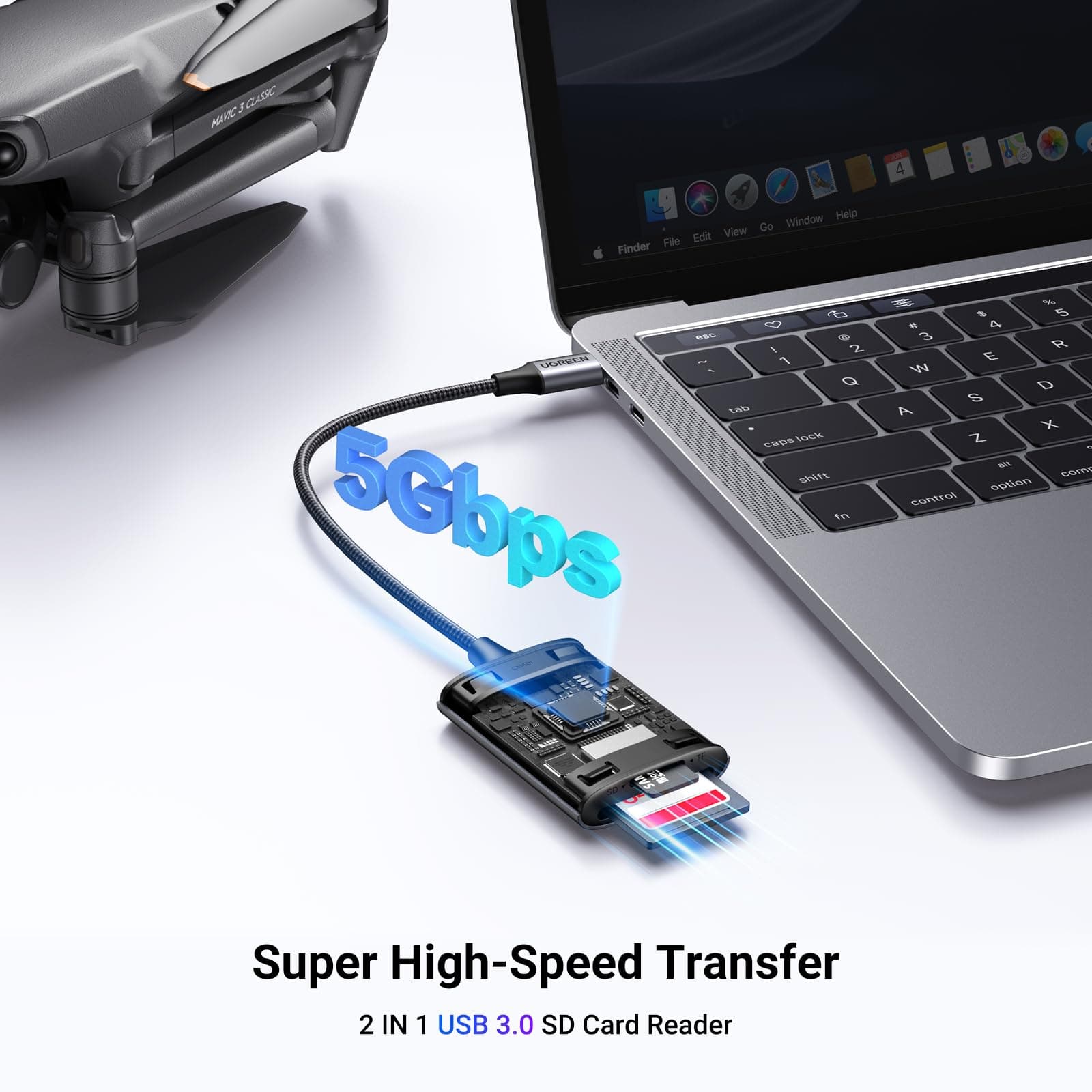 UGREEN USB C SD Card Reader Aluminum Type C Micro SD Adapter Thunderbolt 3 for SD/TF/Micro SDXC/SDHC/MMC/RS-MMC Compatible with iPhone 17/16 Galaxy S24 MacBook iPad thumbnail 3
