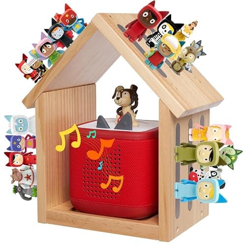 for Tonies Shelf, Compatible with Toniesbox 1 and Toniesbox 2 Tonies Magentic Wall Shelf for Creative Tonies Figures 12-40 Characters Wooden Tonie Storage Shelves for Kids Play Room(House Shape) - Image 1