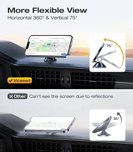 VICSEED 2025 Upgrade for MagSafe Car Mount, [Military-Grade] [High & Low Temp Resistance] Magnetic Phone Holder for Car Dashboard 360 Rotatable Car Phone Holder Mount for iPhone 17 Pro Max 16 15 14 13 thumbnail 7