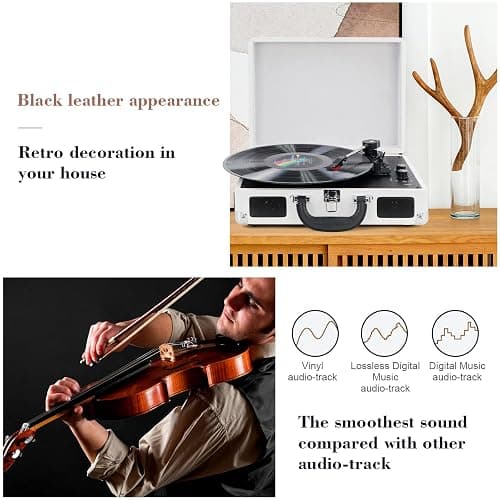 DIGITNOW! Turntable Record Player 3speeds with Built-in Stereo Speakers, Supports USB/RCA Output/Headphone Jack / MP3 / Mobile Phones Music Playback,Suitcase design thumbnail 7