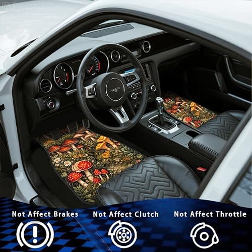 Mushroom Car Floor Mats Set of 4 Forest Botanical Cottagecore Wildflower Automotive Foot Mats Rugs Carpet for Car Non-Slip Auto Car Accessories Universal Fit Car Accessories for Truck thumbnail 5