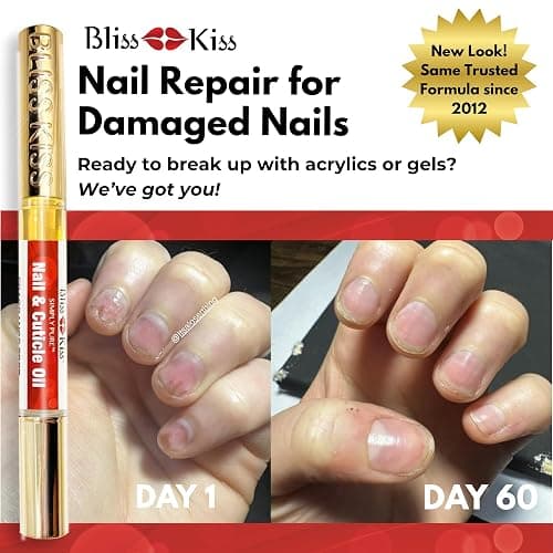 Bliss Kiss | 1 Fragrance Free | Nail Oil Cuticle Pen w/Vitamin E & Jojoba⏤Nail Strengthener Nail Growth Serum for Brittle Peeling Breaking Thin Nails thumbnail 2