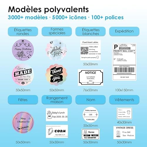 KNAON Imprimante d'étiquettes Bluetooth DHL 4 x 6 - Imprimante d'étiquettes d'expédition - Imprimante thermique pour Etsy, Shopify, Amazon - Noir thumbnail 5