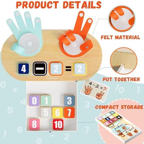 TOP BRIGHT Preschool Learning Toys for Toddlers 3-4, Montessori Toys for 3-5 Year Old Boys Girls Birthday Gifts, Educational Number Blocks Math Manipulatives thumbnail 6
