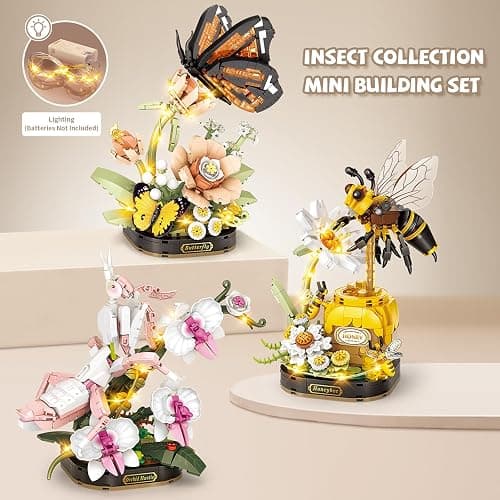ABLEBUILDER Orchid Mantis & Insect Collection Mini Animals Building Set for Home Decor, Not Compatible with Botanical Flowers, 478 PCS Bonsai Tree Plants Building Toy for Adults, Gift for Kids 12-14+ thumbnail 6